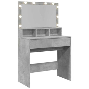 vidaXL Coiffeuse avec éclairage LED Gris béton 80x41x134,5 cm