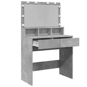 vidaXL Coiffeuse avec éclairage LED Gris béton 80x41x134,5 cm
