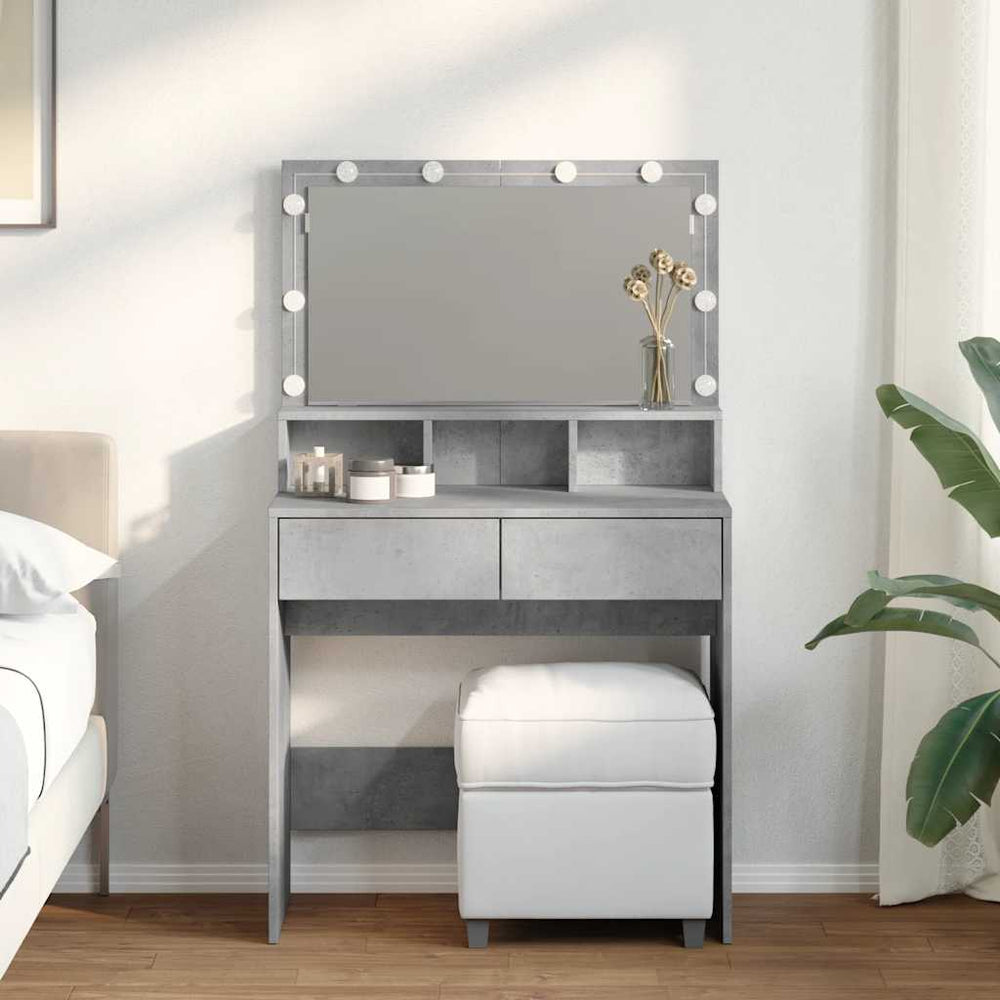 Schminktisch mit LED Betongrau 80cm