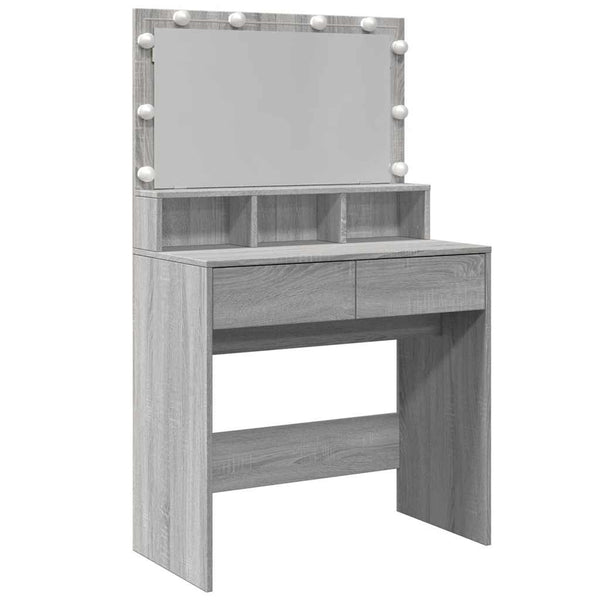 Schminktisch mit LED Grau Sonoma 80cm