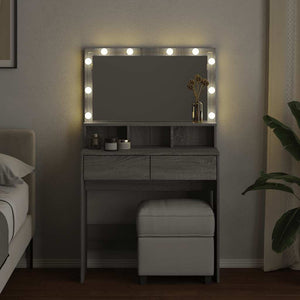 Schminktisch mit LED Grau Sonoma 80cm
