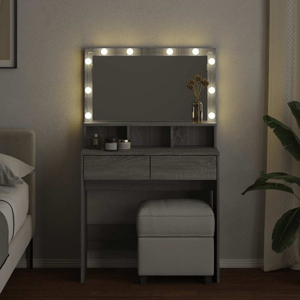 Schminktisch mit LED Grau Sonoma 80cm