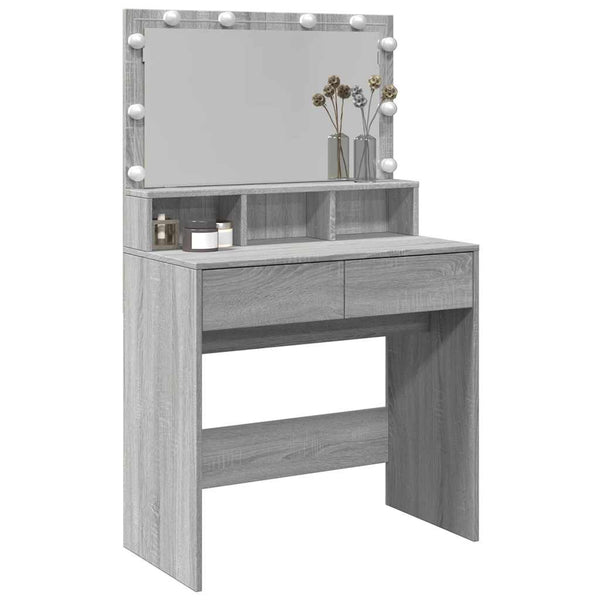 Schminktisch mit LED Grau Sonoma 80cm