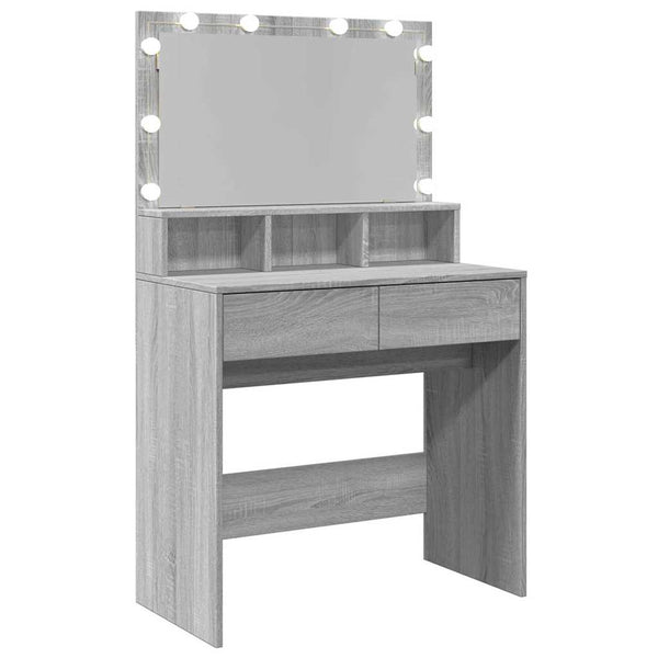 Schminktisch mit LED Grau Sonoma 80cm