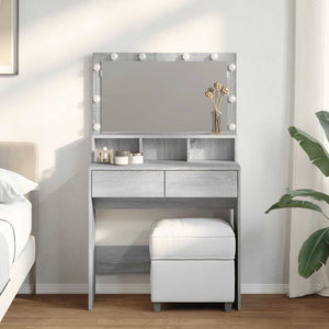 Schminktisch mit LED Grau Sonoma 80cm
