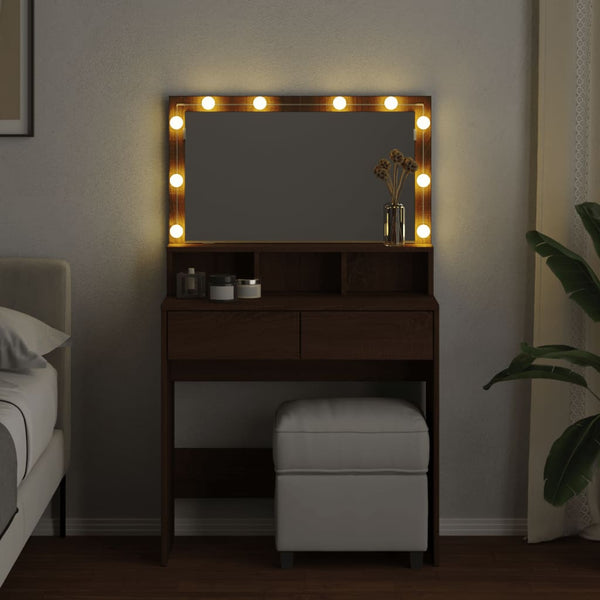 Schminktisch mit LED Braun Eiche 80cm
