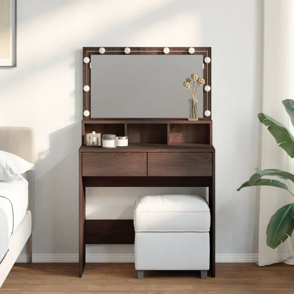 Schminktisch mit LED Braun Eiche 80cm
