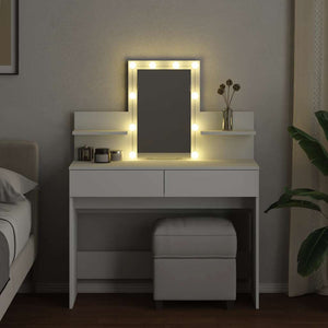 Schminktisch mit LED Beleuchtung, Weiß, 100 cm