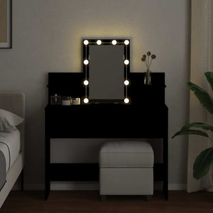 Schminktisch mit LED Schwarz 100x40x130 cm