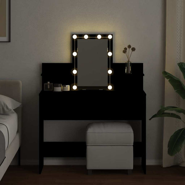Schminktisch mit LED Schwarz 100x40x130 cm