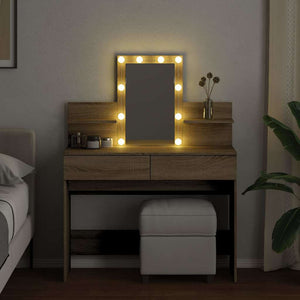 Schminktisch mit LED Sonoma-Eiche 100x40x130 cm