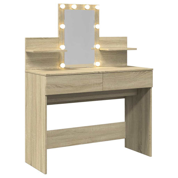 Schminktisch mit LED Sonoma-Eiche 100x40x130 cm