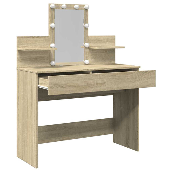 Schminktisch mit LED Sonoma-Eiche 100x40x130 cm