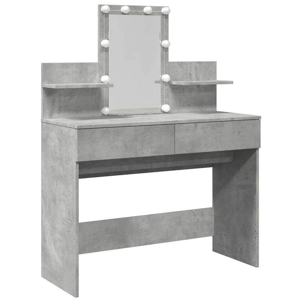 Schminktisch mit LED Betongrau 100x40x130 cm