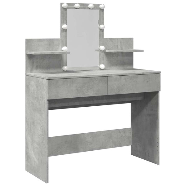 Schminktisch mit LED Betongrau 100x40x130 cm