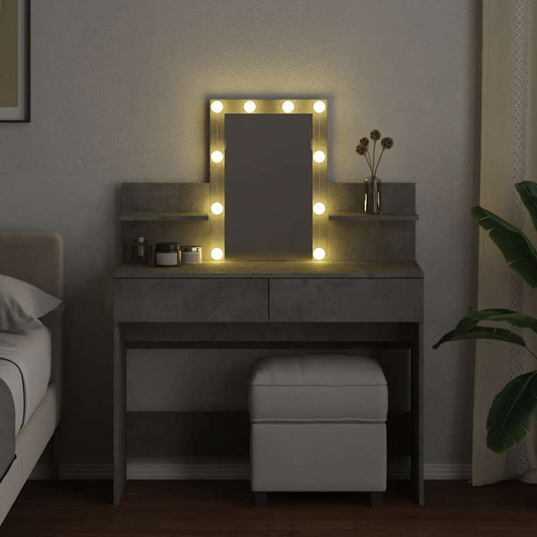 Schminktisch mit LED Betongrau 100x40x130 cm