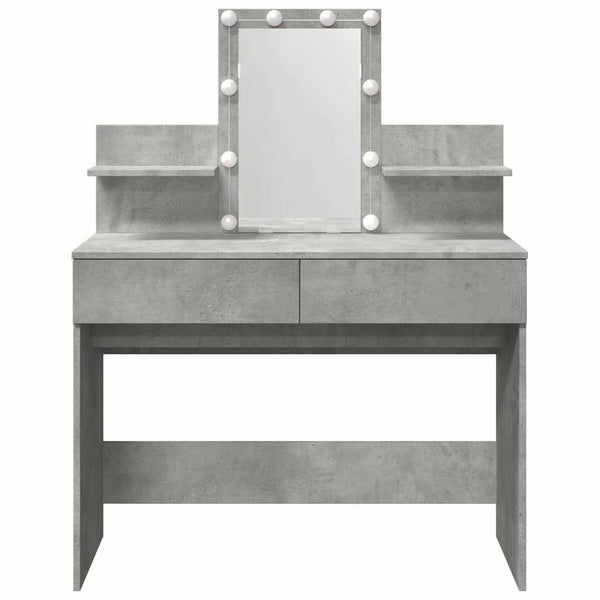 Schminktisch mit LED Betongrau 100x40x130 cm