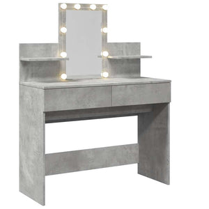 Schminktisch mit LED Betongrau 100x40x130 cm