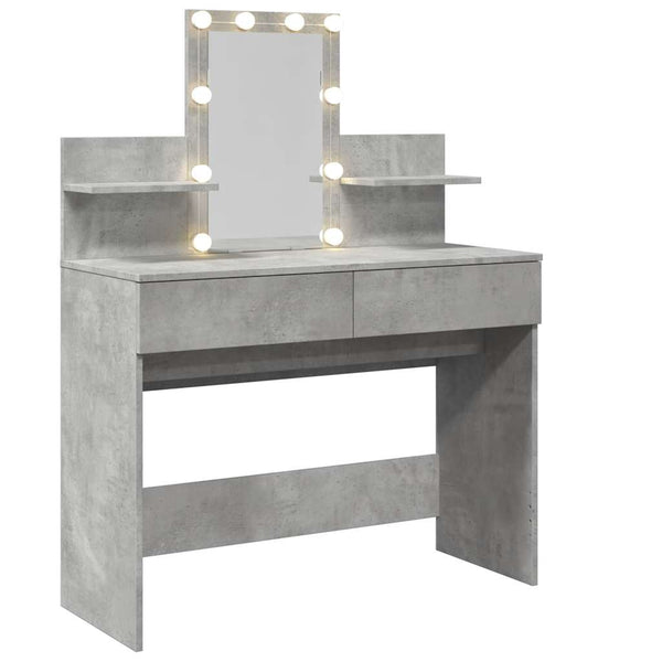 Schminktisch mit LED Betongrau 100x40x130 cm