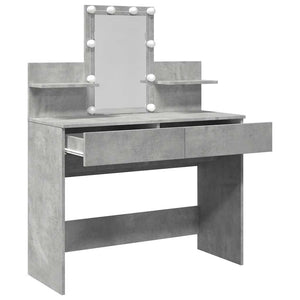 Schminktisch mit LED Betongrau 100x40x130 cm