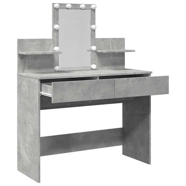 Schminktisch mit LED Betongrau 100x40x130 cm