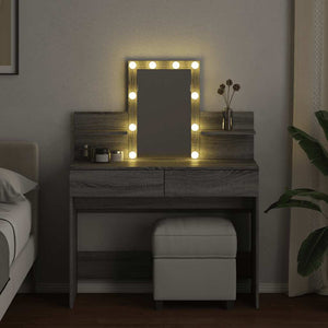 Schminktisch mit LED Grau Sonoma 100x40x130 cm