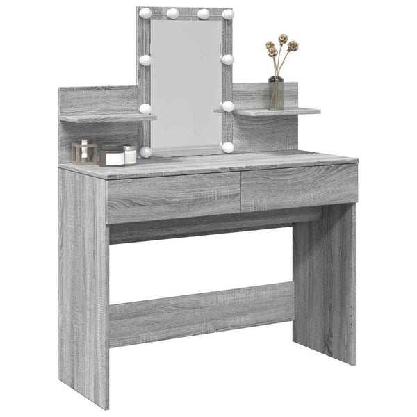 Schminktisch mit LED Grau Sonoma 100x40x130 cm