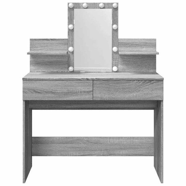 Schminktisch mit LED Grau Sonoma 100x40x130 cm