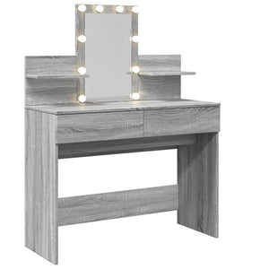Schminktisch mit LED Grau Sonoma 100x40x130 cm