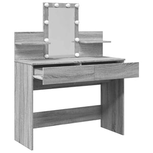 Schminktisch mit LED Grau Sonoma 100x40x130 cm