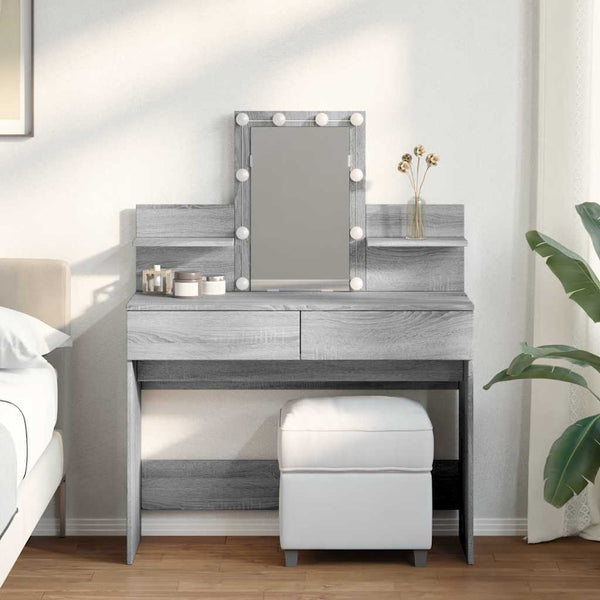 Schminktisch mit LED Grau Sonoma 100x40x130 cm