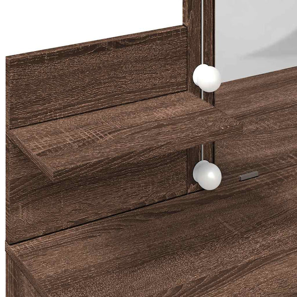 vidaXL Dressing Table with LED Brown Oak-Look 100x40x130 cm