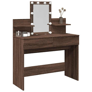 vidaXL Dressing Table with LED Brown Oak-Look 100x40x130 cm