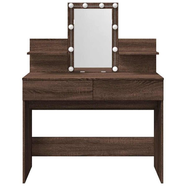 vidaXL Dressing Table with LED Brown Oak-Look 100x40x130 cm