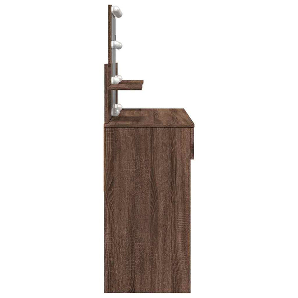 vidaXL Dressing Table with LED Brown Oak-Look 100x40x130 cm