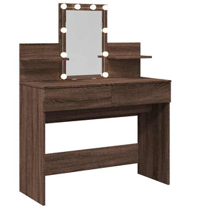 vidaXL Dressing Table with LED Brown Oak-Look 100x40x130 cm