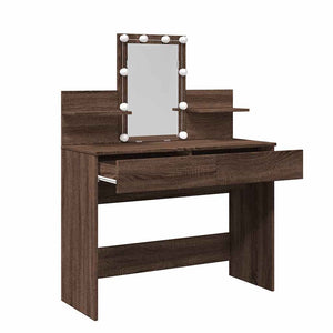 vidaXL Dressing Table with LED Brown Oak-Look 100x40x130 cm