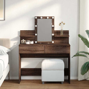vidaXL Dressing Table with LED Brown Oak-Look 100x40x130 cm
