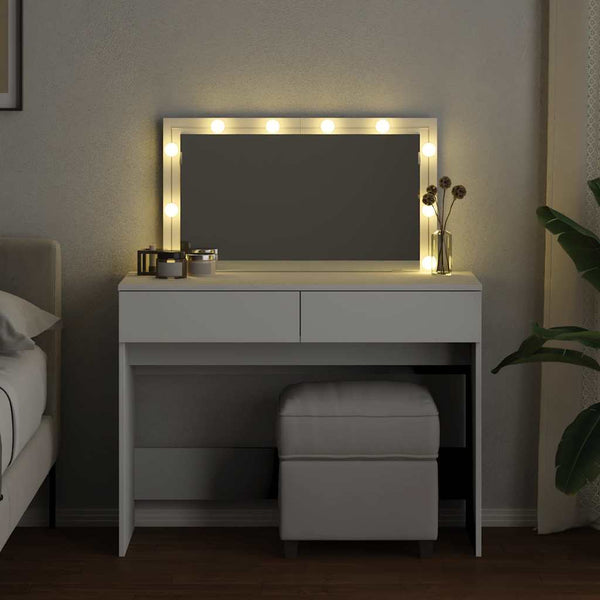 Schminktisch mit LED Beleuchtung, Weiß, 100cm