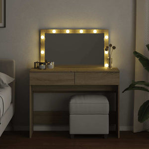 Schminktisch mit LED Sonoma Eiche 100x40x120 cm