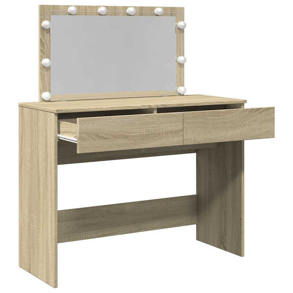 Schminktisch mit LED Sonoma Eiche 100x40x120 cm