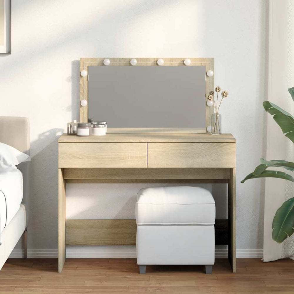 Schminktisch mit LED Sonoma Eiche 100x40x120 cm