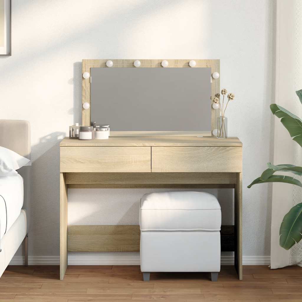 Schminktisch mit LED Sonoma Eiche 100x40x120 cm