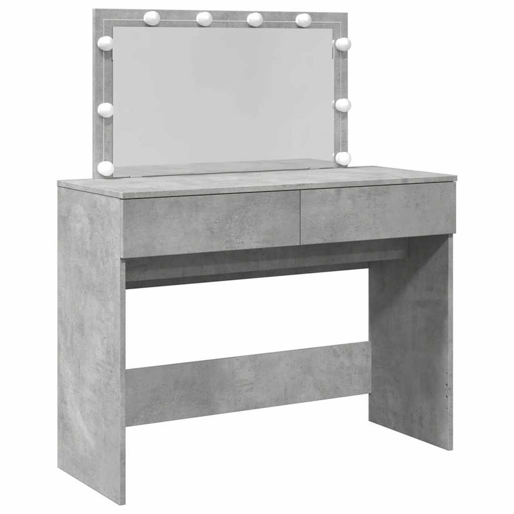 Schminktisch mit LED Betongrau 100x40x120cm