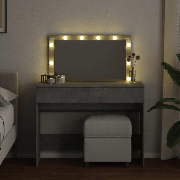 Schminktisch mit LED Betongrau 100x40x120cm