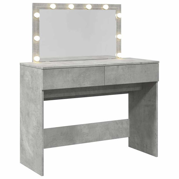Schminktisch mit LED Betongrau 100x40x120cm