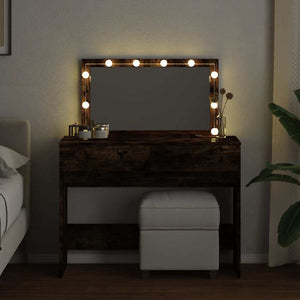 Schminktisch mit LED Räuchereiche 100x40x120 cm