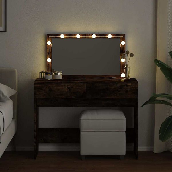 Schminktisch mit LED Räuchereiche 100x40x120 cm