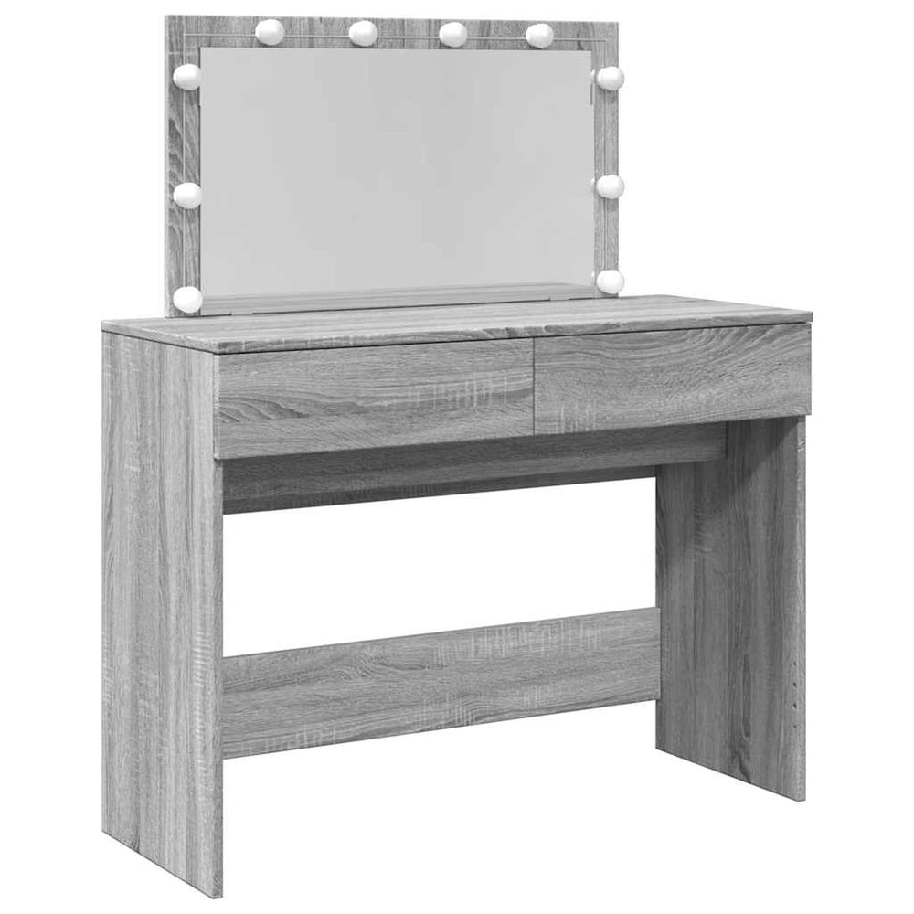 Schminktisch mit LED Grau Sonoma 100x40x120 cm