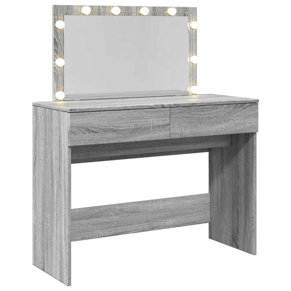 Schminktisch mit LED Grau Sonoma 100x40x120 cm